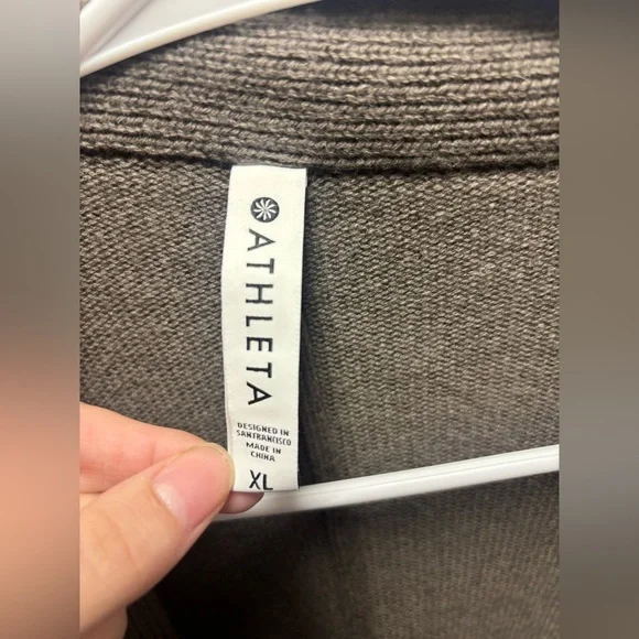 Athleta Spirit Wool Cashmere Blend Wrap Cardigan Brown Size XL - Picture 5 of 6